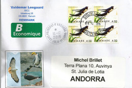 Hirondelles De Cheminée, Bloc De 4 Du DANEMARK, Sur Lettre Adressée ANDORRA,avec Timbre à Date Arrivée - Brieven En Documenten