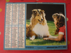 Calendrier Illustré En Carton De 1982. Almanach Des PTT Postes Facteur. Fillette Chien Cheval - Grand Format : 1981-90