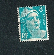 N° 810 Marianne De Gandon 8 Frs 1948 Bleu Clair  France Oblitéré  VARIÉTÉ MANQUE UNE MÈCHE DE CHEVEUX - Usati