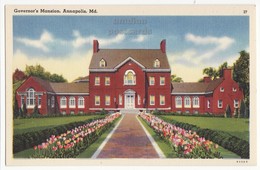 ANNAPOLIS MARYLAND MD Governors Mansion  C1930s-40s Linen Vintage Postcard  [6556] - Annapolis