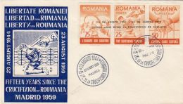 53525- FIFTEEN YEARS SINCE THE CRUCIFICTION OF ROMANIA, MADRID EXILE, SPECIAL COVER, 1958, ROMANIA - Lettres & Documents