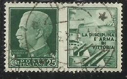 ITALIA REGNO ITALY KINGDOM 1942 PROPAGANDA DI GUERRA WAR PROMOTION CENT. 25 I TIPO USATO USED OBLITERE' - Kriegspropaganda