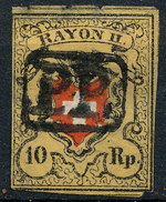 Stamp SWITZERLAND 1850 10rp RAYON - 1843-1852 Kantonalmarken Und Bundesmarken