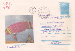 #BV6626 PARAGLIDING KASTREL,SPORT,PARACHUTE,COVER STATIONERY ,USED,1994,ROMANIA. - Parachutespringen