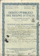 Debito Pubblico Del Regno D'italia Certificato Nominativo 1934  Doc.242 - D - F