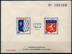 Lyon 1943 - Exposition Philatélique Au Profit Des Sinistrés De Brest - Philatelic Fairs