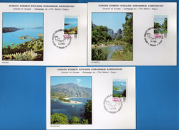 TURKYA °- 1983 - Council Of EUROPE - Campaign On " The Water's Edge ". Set 3 Postcard - Entiers Postaux