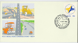 Fdc Ganzsache World Road Congress Sydney Cat Caterpillar Autobahn - Storia Postale