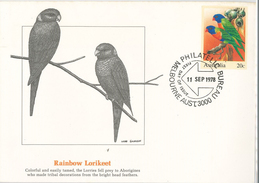 Fdc Ganzsache Rainbow Lorikeet Aborigines - Storia Postale