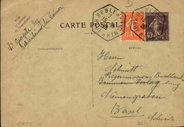 FRANCE - Entier Voyagé Avec Complément D'affranchissement Pour La Suisse - 1928 - N° 21521 - Standard Postcards & Stamped On Demand (before 1995)