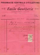 VP7086 - Facture - Pharmacie Centrale D'EGLETONS ( Corrèze ) Emile GAUTHERIE Pharmacien - Chimiste à EGLETONS - Drogisterij & Parfum