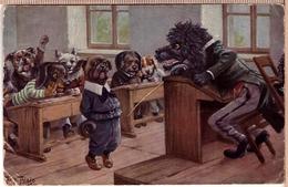 Arthur Thiele. Anthropomorphic Dressed Dogs In School.T.S.N. Serie 1672 - Thiele, Arthur