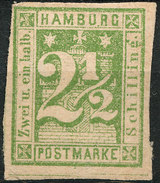 Stamp German States  Hamburg 1864 2 1/2s Imperf Mint Lot#73 - Hambourg