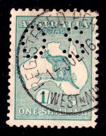 Australia 1916 Kangaroo 1 Shilling Green 2nd Watermark Perf OS Used - Superb - Mint Stamps