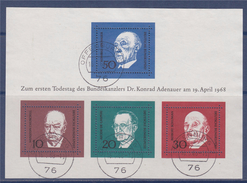Allemagne Personnages: Konrad Adenauer Winston Churchill Alcide De Gasperi, Robert Schuman Bloc Timbres Oblit 16.5.68 - 1959-1980