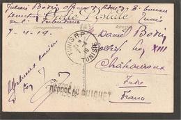 Carte Avec Cachet: Déposé Au Quichet. 1919. Dos: Gabes. Marabout-Sidi-Boubbaba - Lettres & Documents