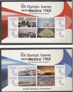 S. Vincent Gren, 2010, Olympic Games In Mexico, Opening Cerimony, Football, Olympic University Stadium, 8val In 2sheetle - Unused Stamps