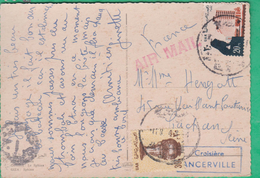 Cachet Sur Carte - Croisière L'Ancerville (paquebot) Au Départ D''Egypte Par Air Mail - Maritieme Post