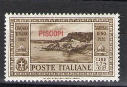 EGEO PISCOPI 1932 GARIBALDI 1,75+25 C ** MNH - Aegean (Caso)