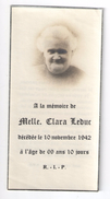 Image Pieuse/Mortuaire/Canada/ à La Mémoire De Mademoiselle Clara LEDUC Décédée Le 10 Novembre 1942        FPD69 - Devotion Images