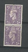 1937 - 47  N° 214  SE-TENANT 4 D. VIOLET FONCER VERTICALE  GEORGES VI  NEUF ** GOMME YVERT TELLIER 4.00 € X 2 = 8.00 € - Unused Stamps