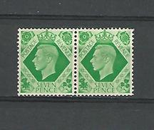 1937 - 47  N° 218  SE-TENANT  7 D VERT JAUNE     GEORGES VI  NEUF ** GOMME YVERT TELLIER 5.00 € X 2 = 10.00 € - Unused Stamps