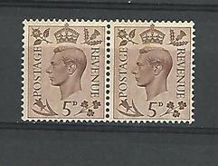 1937 - 47  N° 216  SE-TENANT  5 D. BRUN    GEORGES VI  NEUF ** GOMME YVERT TELLIER 1.00 € X 2 = 2.00 € - Unused Stamps