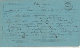 Télégramme De PAU Pyrénées Atlantiques Pour Cachet LA ROCHE Sur YON Vendée 5/3/1882 - Telegraphie Und Telefon