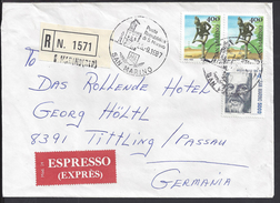 SAINT-MARIN - 1987 - Enveloppe Exprès En Recommandé De San Marino Vers Passau (Germania) 2 Scans - - Lettres & Documents