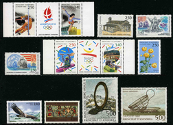 ANDORRE FRANCAIS - ANNEE COMPLETE 1992 - YT 414A à 424 ** -  TIMBRES NEUFS ** - Annate Complete