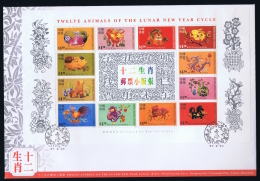 Hong Kong 1999 Full Chinese New Year Set On Cover Mi Nr 865 - 876 - Blocks & Kleinbögen