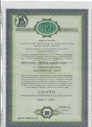 MILANO 1957 SAROM 99  100 OBBLIGAZIONI DA LIRE 1000 CADAUNA CON 26 CEDOLE ANNULLAMENTO A FORI ANNULLATO DOC.275 - S - V