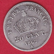 France 20 Centimes Napoléon III Tête Laurée 1867 A - 20 Centimes