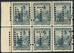 GJ.225, 1899 12c. Liberty, Block Of 6 Punched With Bulk Mail Cancel "INUTILIZADO", VF And Rare! The Low Values Of... - Andere & Zonder Classificatie