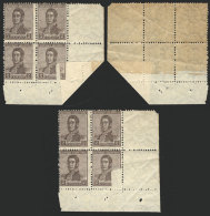 GJ.545, Corner Block Of 4 With VARIETY: Printed Partially On Back (and One Stamp Partially Unprinted On Front) Due... - Sonstige & Ohne Zuordnung