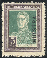 GJ.591MU, 1923 5P. San Martín With Honeycomb Wmk, With MUESTRA Overprint, VF Quality, Rare! - Sonstige & Ohne Zuordnung