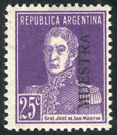 GJ.604, 25c. 1924 San Martín W/o Period, With MUESTRA Overprint, VF Quality, Rare! - Andere & Zonder Classificatie