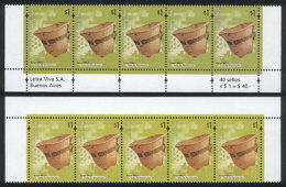 GJ.3094c, 2 Strips Of 5 (top And Lower Row Of The Sheet), DIFFERENT COLORS, MNH, Excellent Quality! - Sonstige & Ohne Zuordnung