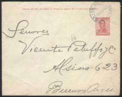 5c. PS Cover Sent To Buenos Aires On 9/OC/1921, With Rare Blue Postmark Of DUSSAUD (Buenos Aires), VF Quality! - Andere & Zonder Classificatie