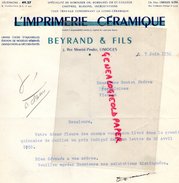 87 - LIMOGES - FACTURE L' IMPRIMERIE CERAMIQUE- BEYRAND ET FILS- 7 RUE MARTIAL PRADET -1950 - Printing & Stationeries