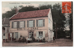 CPA - VAUMOISE - HOTEL DE LA GARE - Belle Animation - Colorisée - 1913 - - Vaumoise