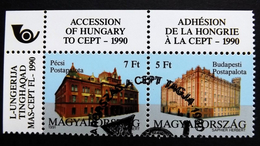 Ungarn 4131/2 A Oo/ESST,  Aufnahme Ungarns In Die CEPT, Hauptpostämter Pécs Und Budapest - Used Stamps