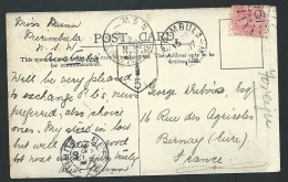 Nlle Galles Du Sud  - Yvt N° 88 Sur Cpa  TAX2E 5 CENT  Oblitéré Gc 199 Erimbula  - Obf0707 - Storia Postale