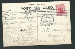 Nouvelle Zélande Yvert N° 94 Affranchissant Une Cap Pour La France Oblitéré Wellington En 1907  - Obf0710 - Cartas & Documentos