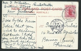 NLL Zélande  Cpa Afranchie  Pour La France Oblitéré  En 1907  - Obf0716 - Storia Postale