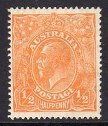 Australia 1926-30 ½d Orange GV Head, Wmk. 7, Perf. 14, Hinged Mint (SG85) - Ungebraucht