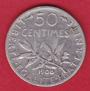 France 50 Centimes Semeuse 1908 - Sonstige & Ohne Zuordnung