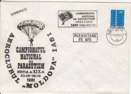 54670- NATIONAL PARACHUTTING CHAMPIONSHIP, SPECIAL COVER, 1981, ROMANIA - Parachutespringen