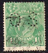 Australia 1918-23 1½d Green GV Head Official, Wmk. 5, Punctured OS, Used, (SG O70) - Service