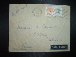 LETTRE Par AVION Pour La FRANCE TP ONE DOLLAR + TP THIRTY CENTS OBL.MEC.2 MAY 1955 HONG KONG + MESSAGERIES MARITIMES - Covers & Documents